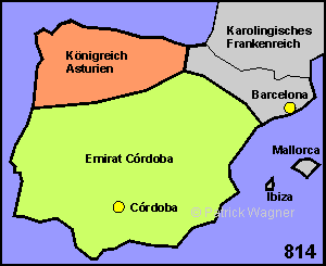 The Iberian peninsula at its boom of the Frankish Empire in the year 814