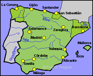 Spain today with the independent regions Catalonia, Galicia and Basque Country