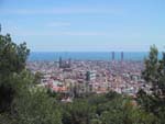 Panorama-wide angle - view from the tip of the Park Güell to Barcelona