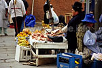 Meat sale on the street without refrigeration