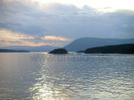 Inner Passage: view from the ferry onto the waters near Vancouver Islandwith their many islands
