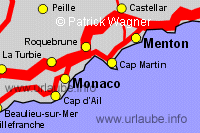 Map of Menton and surroundings