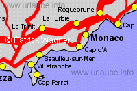 Map from Menton up to Nice