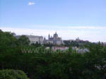View from the cableway in the Casa de Campo to the Palacio Real and the Cathedral Nuestra Señora de La Almudena