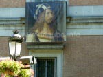 A copy of a painting on linen at the outer wall of the Prado