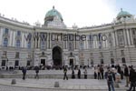 During the day there are many tourists at the Michaeler Plaza in order to visit the Hofburg.
