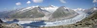 Panorama view of the Aletsch Glacier pictured from the Eggishorn