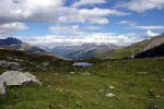 View from the Furka Pass in direction to the Urserental up to the Oberalp Pass